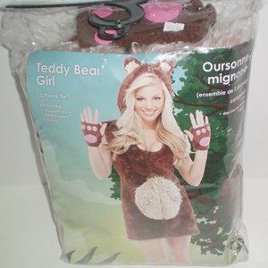 Teddy Bear Girl Adult Halloween Costume Size M to L